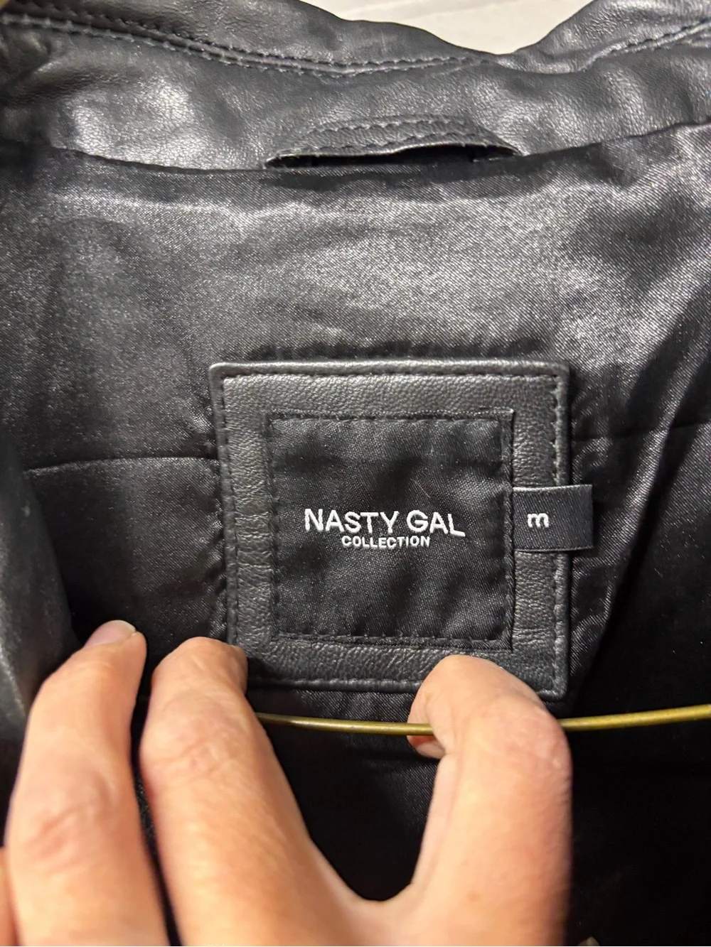 NASTY GAL Til Death Do Us Part Black Leather Cropped Oversized Moto Jacket Med - Picture 3 of 10